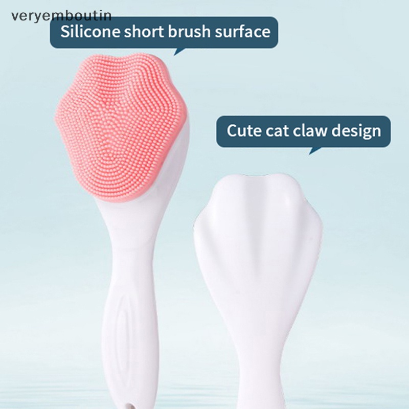Cọ Rửa Mặt Silicone Tay Cầm Hình Chân Mèo / Gấu Làm Sạch Lỗ Chân Lông