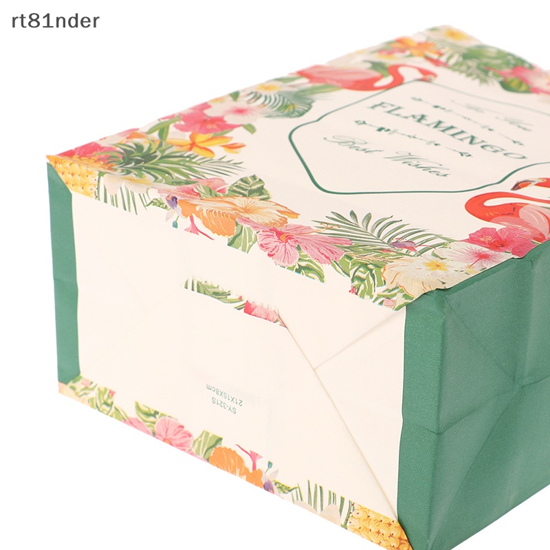 Rt Set 5 Túi Đựng Quà In Họa Tiết Chim Hồng Hạc Phong Cách Hawaii Xinh Xắn Kèm Tay Cầm Tiện Dụng