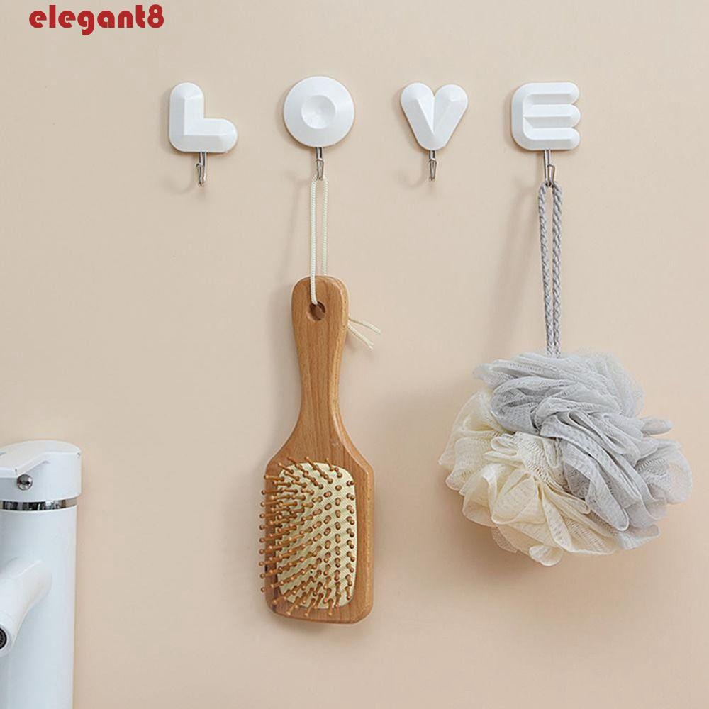 Set 4 Móc Treo Chìa Khóa Hình Trái Tim Đơn Giản Chống Trượt Không Cần Đục Lỗ Giá Đỡ