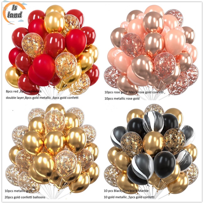 Set 30 Bong Bóng Latex Phối Hoa Giấy Dùng Trang Trí Tiệc Cưới / Sinh Nhật