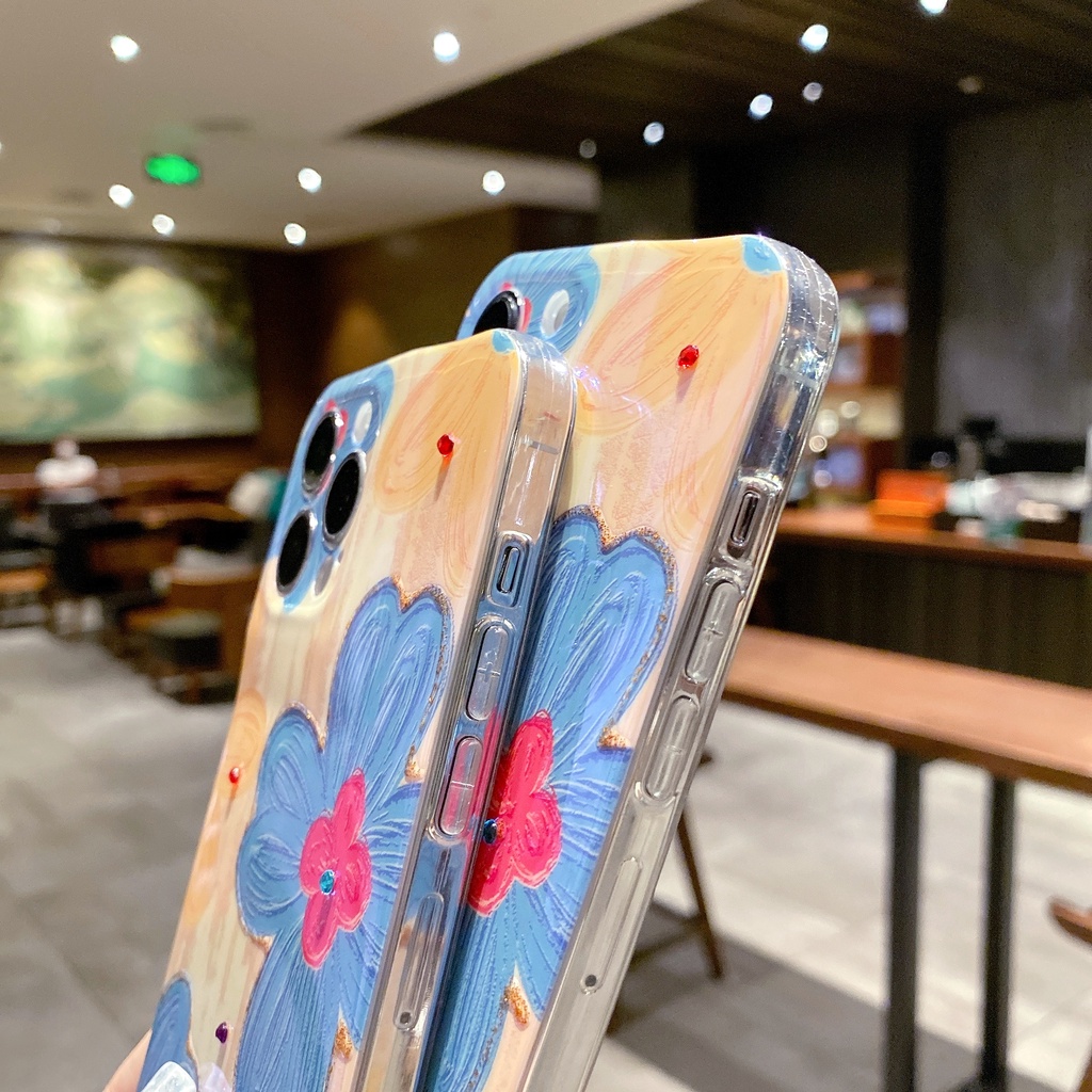 Ốp Điện Thoại TPU Chống Sốc Họa Tiết Hoa Màu Blue-ray Cho IPhone 14 13 12 11 Pro MAX 14 Plus X XR XS MAX 7 8 Plus