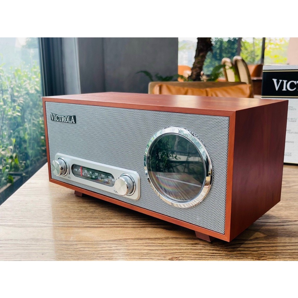 Loa bluetooth Victrola Âm thanh nổi có Đài FM đồng hồ kỹ thuật số âm siêu trầm