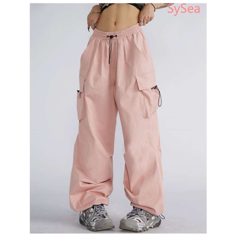 Quần Dài Lưng Cao Dáng Rộng Phối Túi Cá Tính Cho Nữ