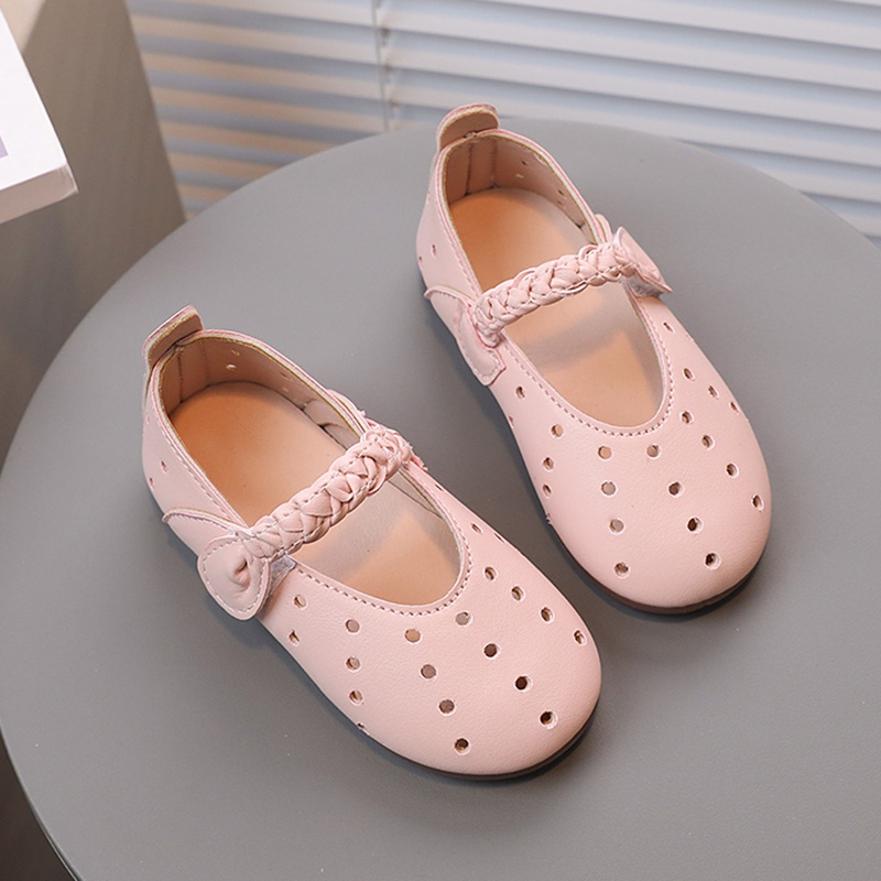 Giày Da Đế Mềm Chống Trượt Thoáng Khí Phong Cách Hàn Quốc Dễ Thương Dành Cho Bé Gái