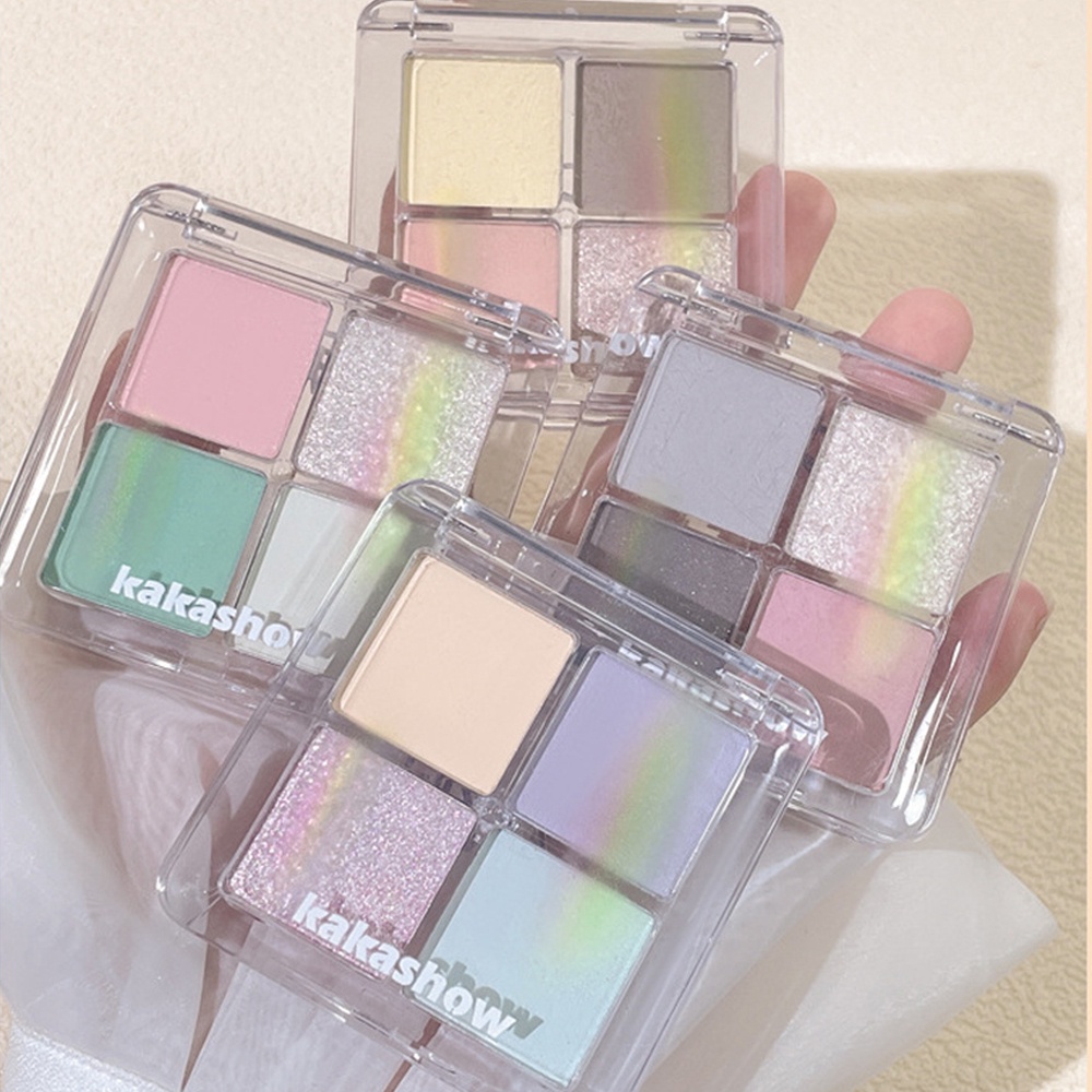 Kakashow 4 màu Eye Shadow Plate Matte Shimmer Dòng mùa xuân hè Màu tự nhiên Fresh Girl Eyeshadow Trang điểm mắt lâu trôi