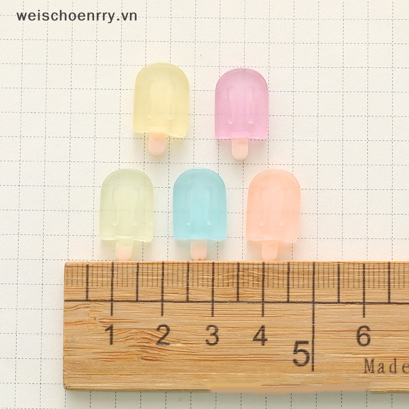 Set 5 Đồ trang trí Que Kem Dạ Quang Mini Bằng Nhựa Resin Dễ Thương Dùng Trang Trí Xe Hơi