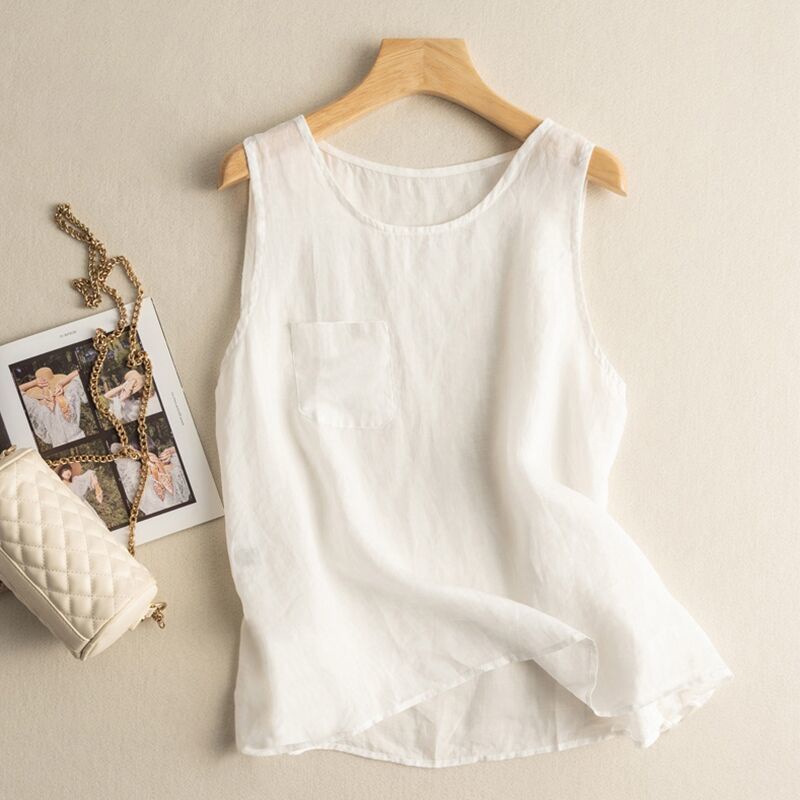Áo Cotton Lanh Mỏng Sát Nách Dáng Rộng Màu Trơn Thời Trang Mùa Hè 2023 2023 MI02