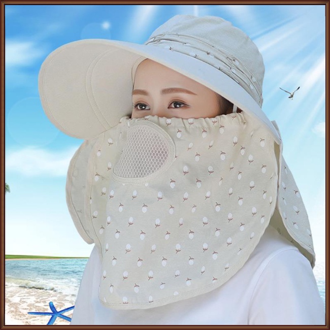 Mũ Rộng Vành Kèm Khẩu Trang Chống Tia UV Thiết Kế Thoáng Khí Thời Trang Mùa Hè Cho