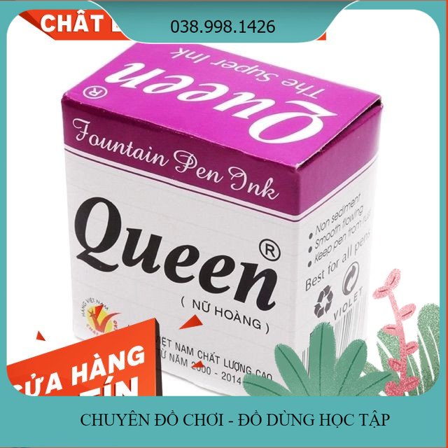 Mực viết máy Queen Xanh Đen Tím 1 lọ _LL