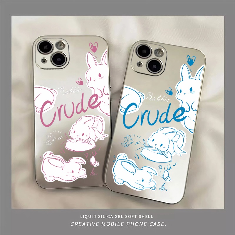 Ốp Điện Thoại TPU Silicone Mềm Mạ Điện Chống Sốc In Hình Thỏ Đáng Yêu Cho IPhone 14 11 13 12 Pro Max XS XR X 8 + 7 6S Plus