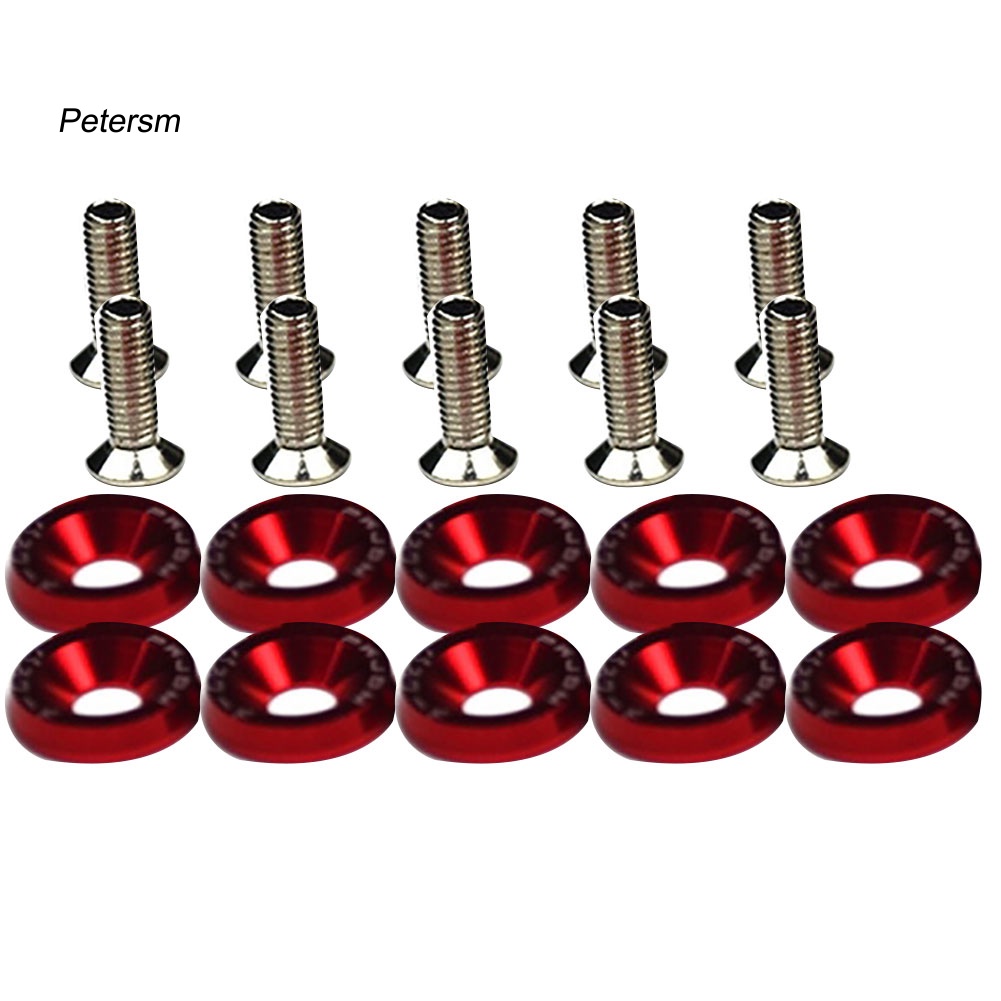 FENDER Bộ 10 Ốc Vít M6 Gắn Biển Số Xe Hơi Kèm Vòng Đệm