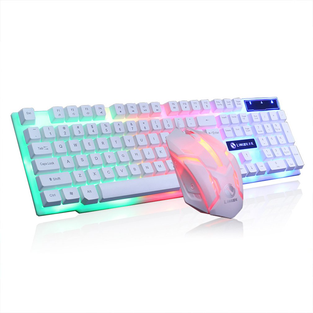 Keyboard Mouse Kit Gtx300 Led Glowing Desktop Wire Mechanical Game Mouses Keyboards Usb Connection Computer Accessory [Q/9]