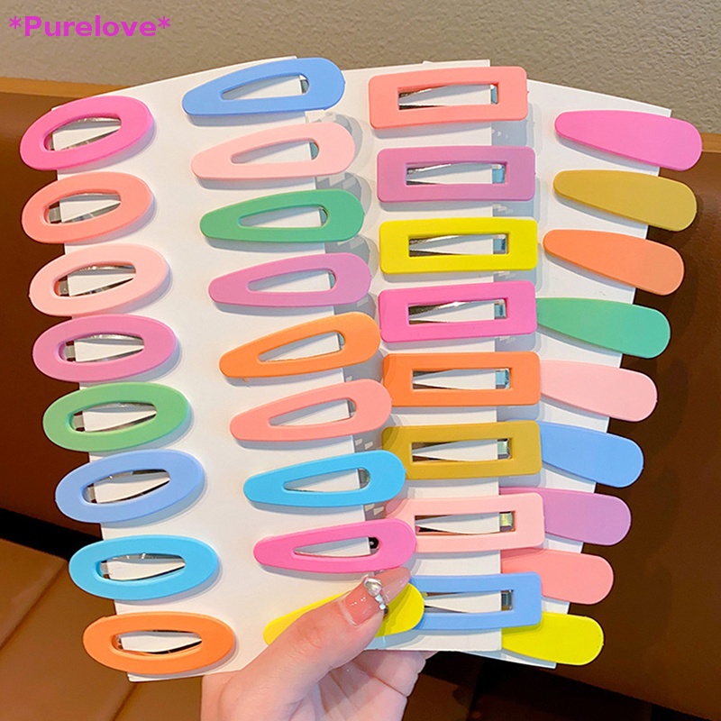 Set 10 Kẹp Tóc Hình Chữ Nhật / Vuông / Oval Màu Đen Xinh Xắn Cho Bé Gái Mới
