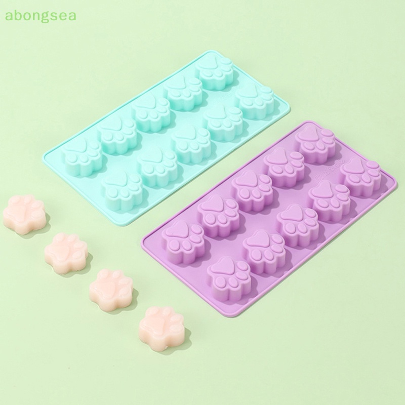 1 Khuôn Silicone Cấp Thực Phẩm 10 Lỗ Hình Dấu Chân Chó Mèo