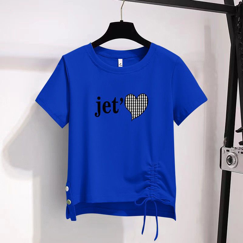 Áo Thun Cotton Ngắn Tay Cổ Tròn Dáng Rộng Ag3v Phong Cách Hàn Quốc Thời Trang Mùa Hè Cho Nữ