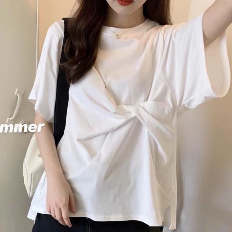 Áo Sơ Mi Dáng Rộng Đính Nơ Thời Trang Mùa Hè Hàn Quốc Dành Cho Nữ