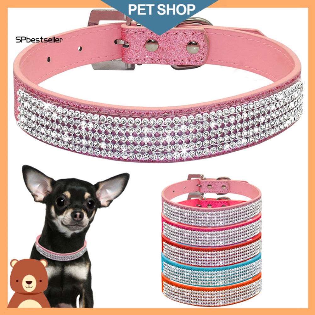 Vòng Cổ Da Giả Đính Đá Cho Thú Cưng