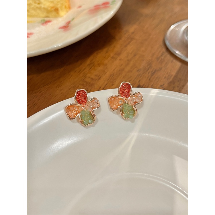 Bông Tai Mạ Bạc 925 Hình Hoa Nhiều Màu Sắc Ngọt Ngào Thời Trang Mùa Hè Cho Nữ