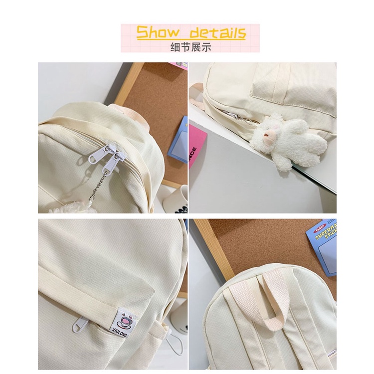 Ba Lô Mini Vải Canvas Màu Sắc Ngọt Ngào Phong Cách Nhật Bản Cho Nữ