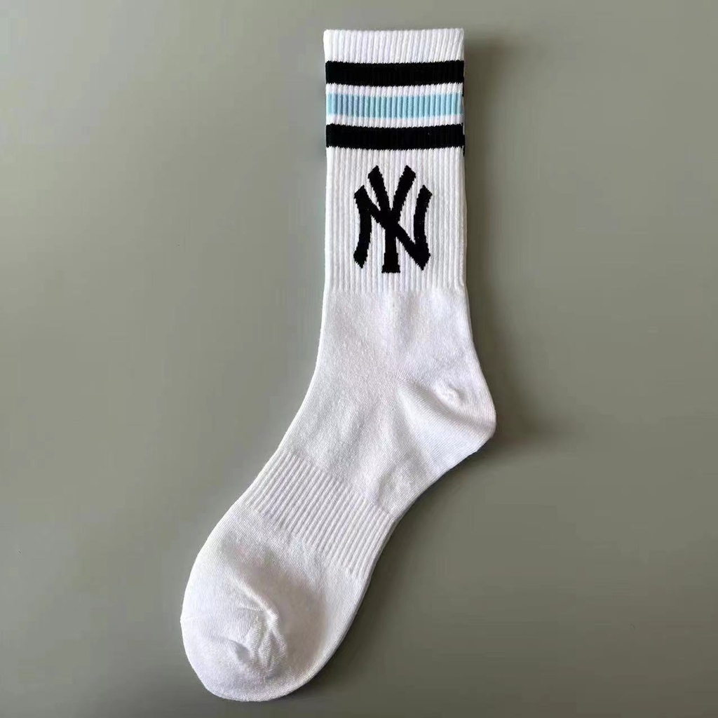 Vớ Thể Thao Cotton Hàn Quốc NY LA Harajuku Kẻ Sọc Màu Trơn Cho Nữ