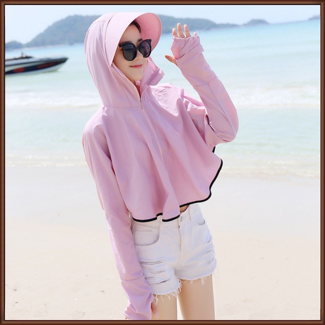 Áo Khoác Chống Nắng Kèm Khẩu Trang Chống Tia Cực Tím Có Mũ Trùm Tiện Dụng Cho Người Đi Xe Đạp 40-65kg