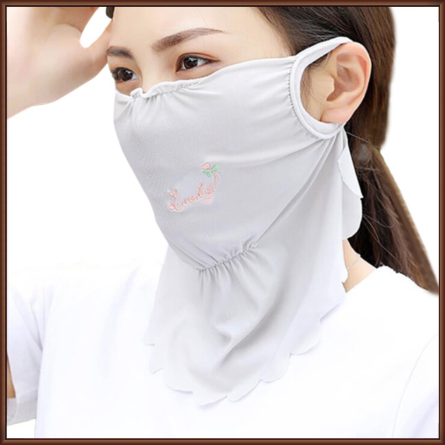Khẩu Trang Chống Nắng Chống Bụi Bằng Lụa Mát Thêu Họa Tiết Hoa Gợn Sóng Thời Trang Mùa Hè Cho Nữ