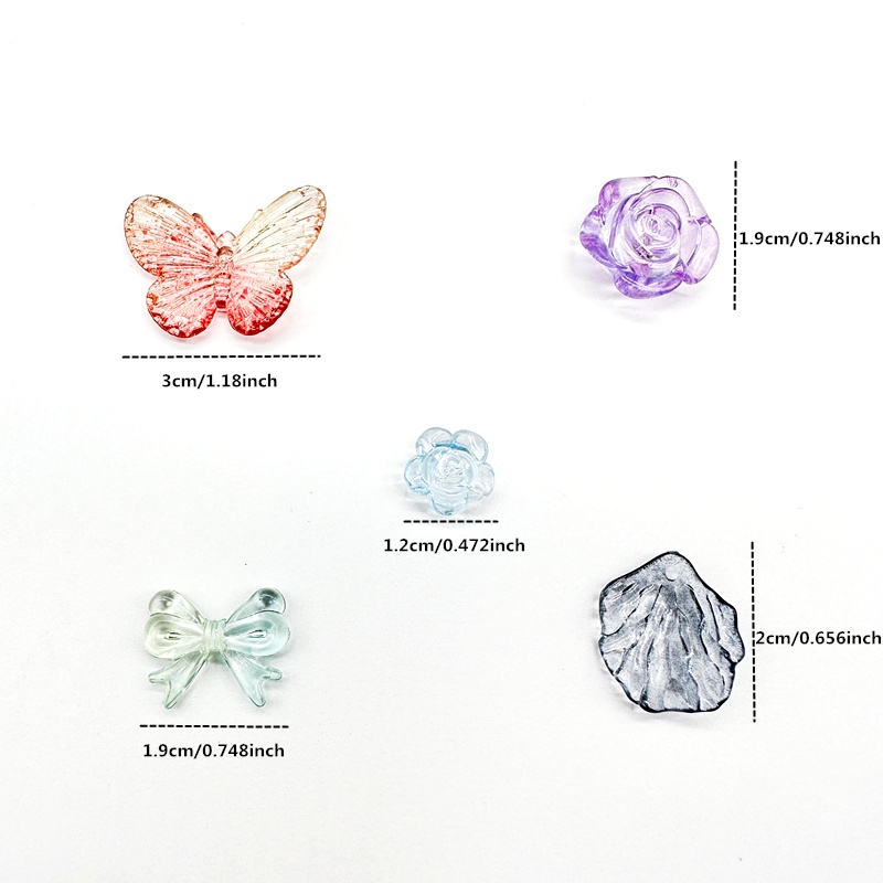 Túi 20g Hạt Xỏ Lỗ 10mm-30mm Bằng Acrylic Trong Suốt Hình Hoa Bướm Màu Gradient Dùng Để Làm Trang Sức DIY