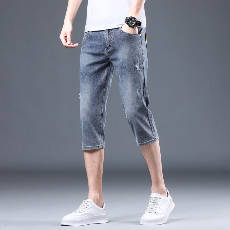 Quần Short Denim Rách Phong Cách Hàn Quốc Bij6 Thời Trang Mùa Hè Cho Nam