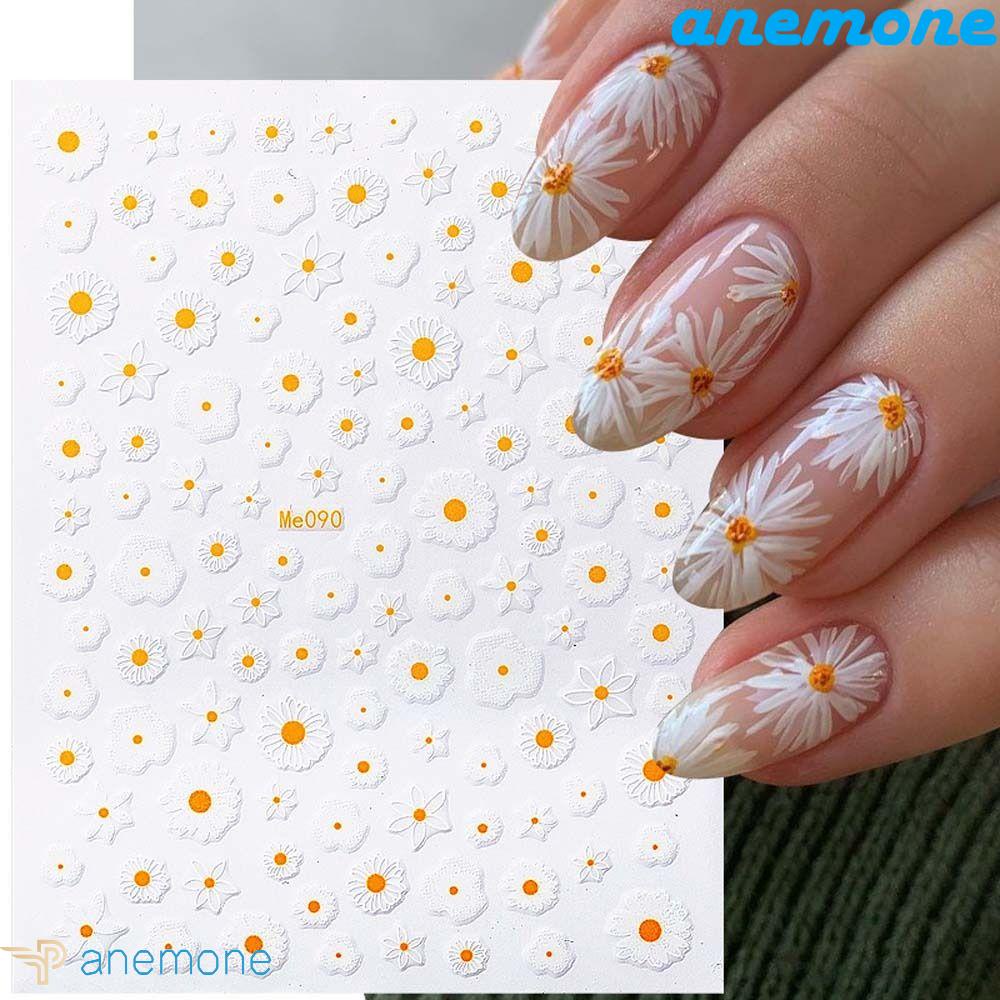 Hình Dán Móng Tay Tự Dính Họa Tiết Hoa Màu Trắng Phong Cách Ins Dành Cho Bạn Nữ