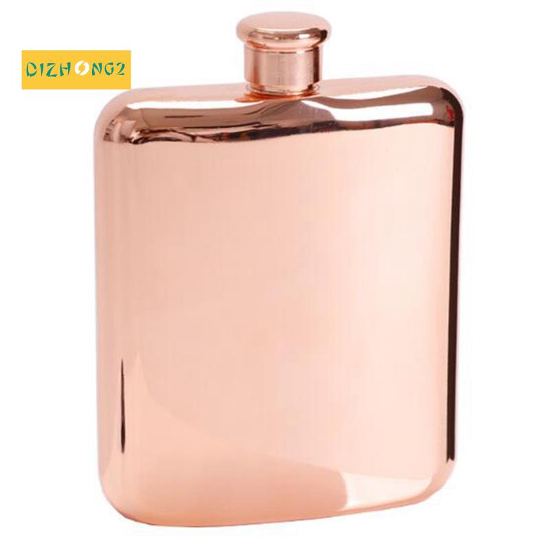 Vàng hồng 6 Oz Thép không gỉ Vodka Hip Flask Bình đựng rượu Chai rượu Whisky Quà tặng phù rể có phễu