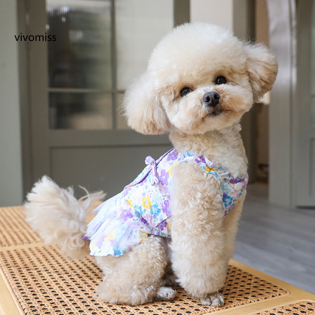 Đầm Vải Tuyn Cotton Thoáng Khí Thoải Mái In Họa Tiết Thời Trang Mùa Hè Cho Thú Cưng