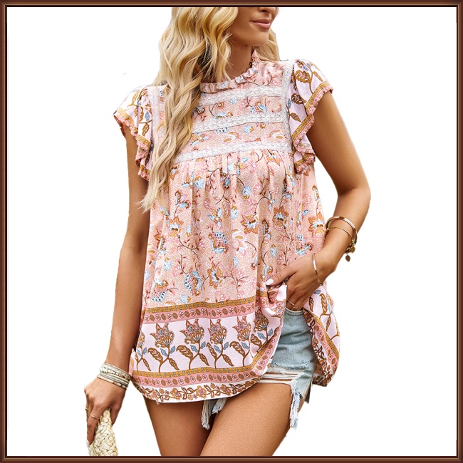 Áo Sơ Mi Tay Ngắn Dáng Rộng Họa Tiết Hoa Thời Trang Mùa Hè Xinh Xắn Cho Nữ