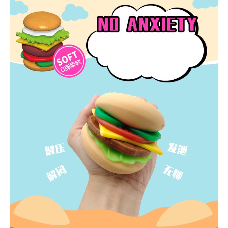 Mới Đồ Chơi Xốp Squishy Giảm Stress Hình Hamburger Dễ Thương Cho Bé