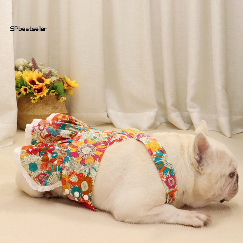 Đầm Không Tay Họa Tiết Hoa Hướng Dương Xinh Xắn Cho Thú Cưng