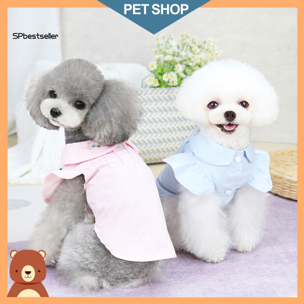 Áo Sơ Mi Cổ Búp Bê Mỏng Thêu Họa Tiết Dễ Thương Thời Trang Dự Tiệc Cho Thú Cưng