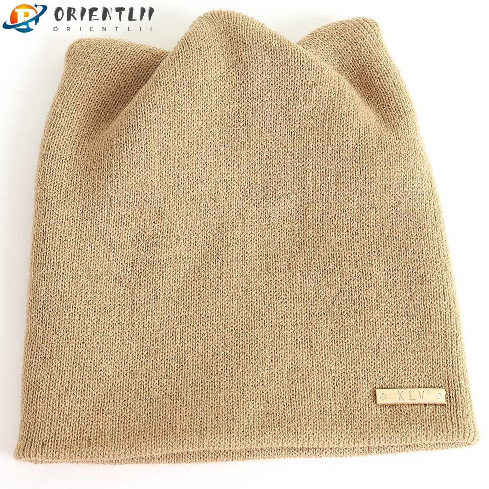 Mũ Beanie Dệt Kim Màu Trơn Ấm Áp Dễ Thương
