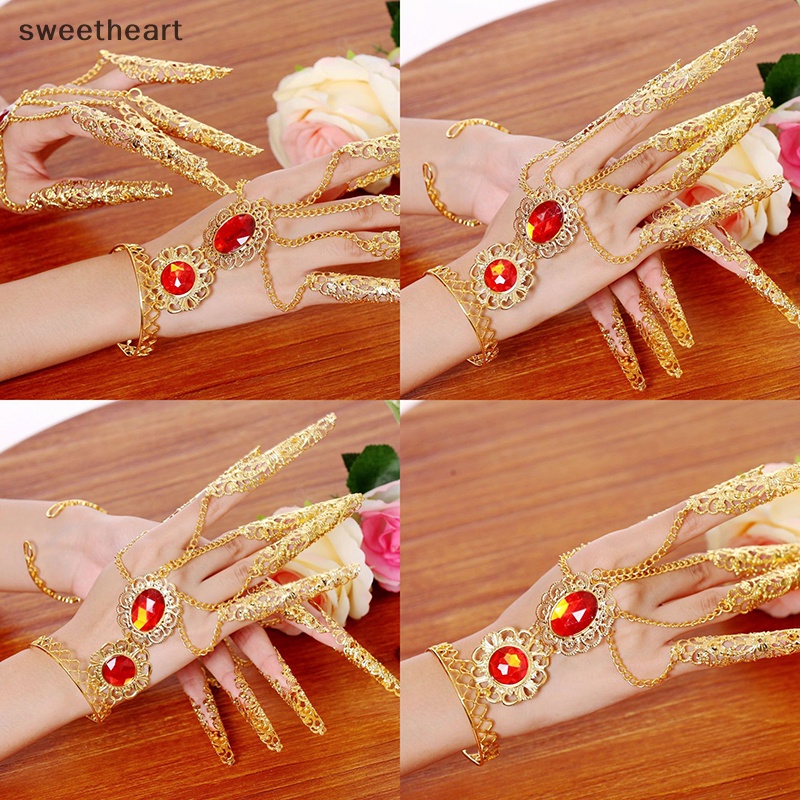 Phụ nữ Múa Dân Gian múa bụng ngón tay trang sức vàng móng tay dài cho điệu nhảy mới