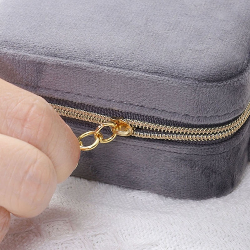 Flgo Hộp Đựng Trang Sức Bằng Nhung Hình Vuông Có Khóa Kéo Phong Cách Nhật Bản