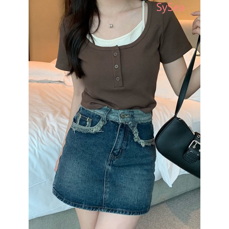 Áo Kiểu Dáng Ôm Cổ Vuông Thời Trang Mùa Hè Cho Nữ