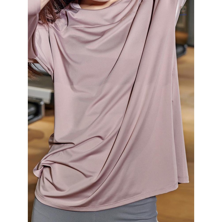 Áo Thun Thể Thao Tay Dài Cổ Tròn Phối Lưới Thoáng Khí Khô Nhanh Chống Ẩm Cho Nữ