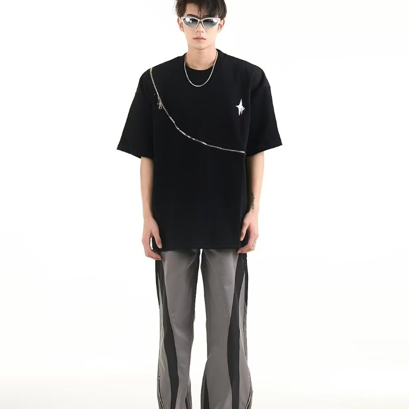 Áo Thun Tay Lỡ Dáng Rộng Phong Cách Hip hop Đường Phố Mỹ Cá Tính Cho Nam