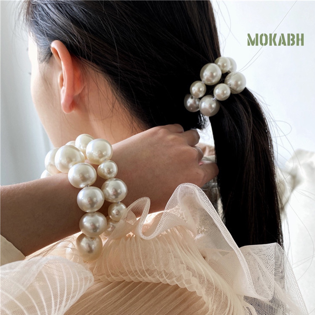 2 Dây Cột Tóc Đính Hạt Ngọc Trai Nhân Tạo Lãng Mạn Thời Trang Cho Nữ
