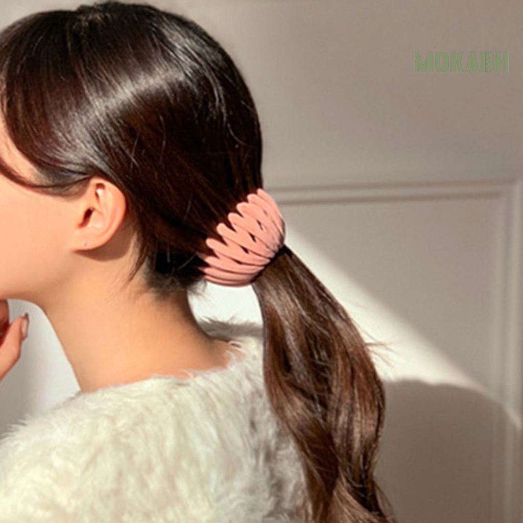 [Mok Abh] Dây Buộc Tóc Hình Tổ Chim Bằng Nhựa Resin Thanh Lịch Có Thể Thu Gọn Cho Nữ