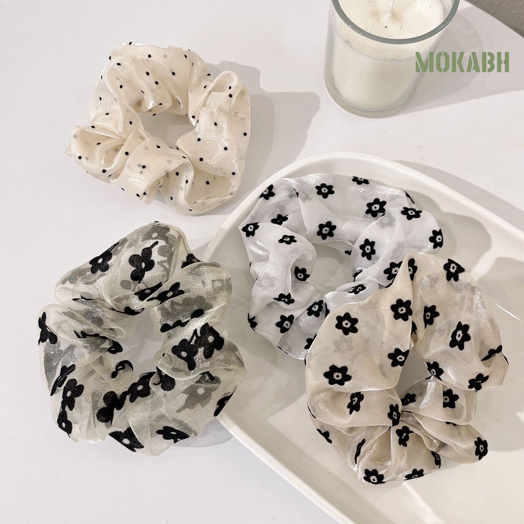 Dây Cột Tóc Co Giãn Chống Trượt Đính Hoa Xinh Xắn Cho Nữ