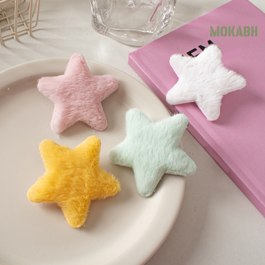 4 Kẹp Tóc Hình Ngôi Sao Mềm Mại Chống Trượt Màu Trơn Kiểu Dáng Ngọt Ngào