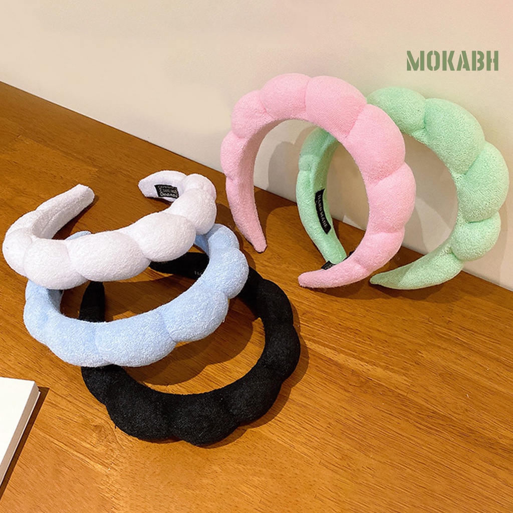 Băng Đô Cài Tóc Dày Co Giãn Chống Trượt Màu Trơn Dành Cho Nữ