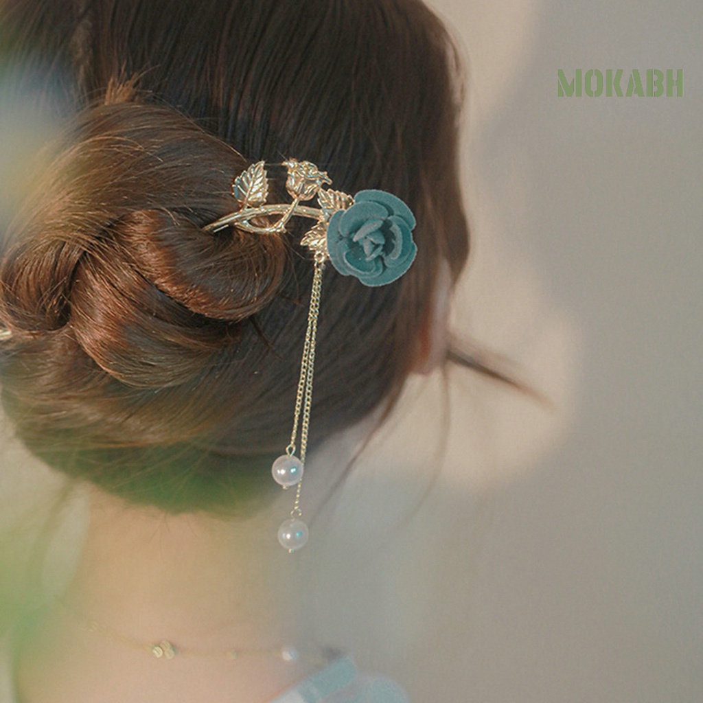 Trâm Cài Tóc Đính Hạt Hình Hoa Hồng Dễ Thương Chống Trượt Cho Nữ