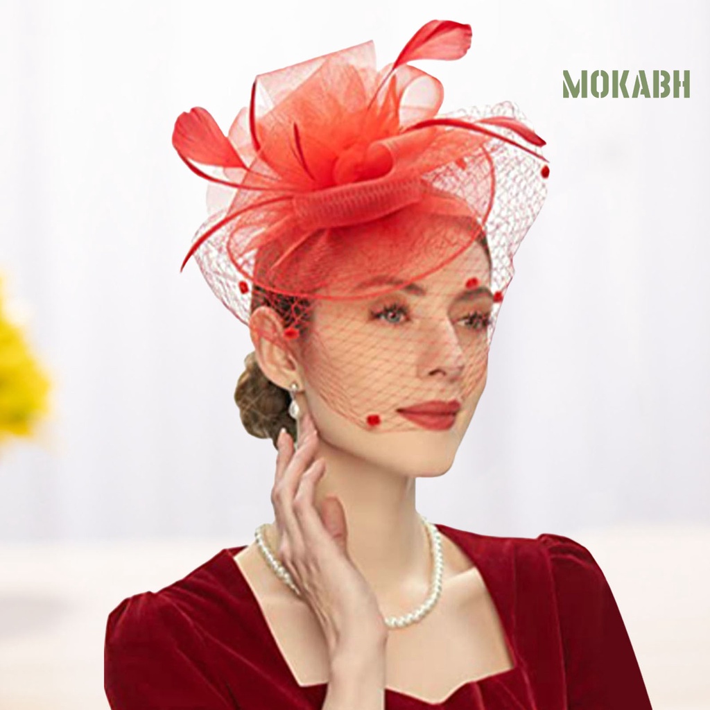 [Mok Abh] Mạng Che Mặt Bằng Vải Lưới Mỏng Họa Tiết Hoa Lớn Thanh Lịch Cổ Điển Trang Phục Đám Cưới / Tiệc Cocktail Dành Cho Bạn Nữ