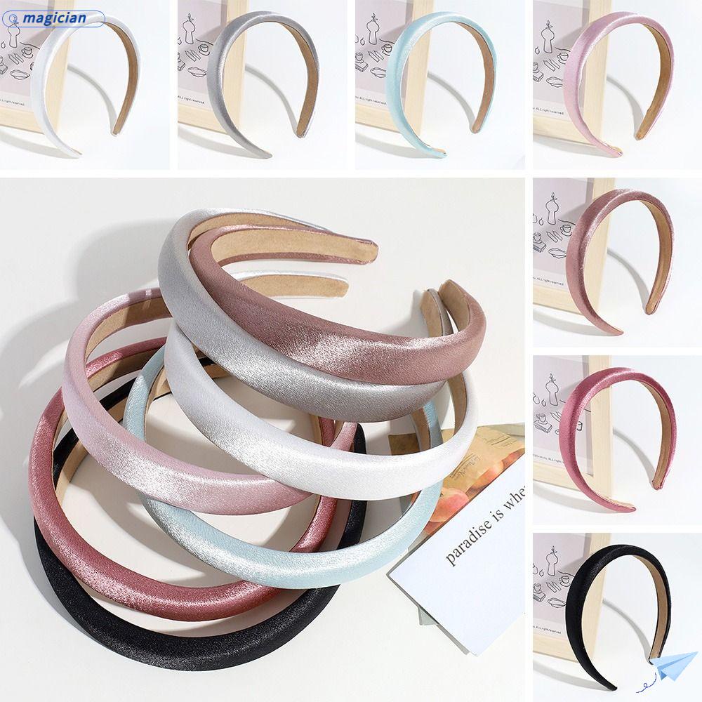 Băng Đô Cài Tóc Bằng Satin Chống Trượt Màu Trơn Thời Trang Cho Nữ