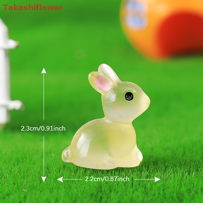 Set 5 Mô Hình Thỏ Dạ Quang Mini Trang Trí Sân Vườn / Nhà Cửa / Xe Hơi